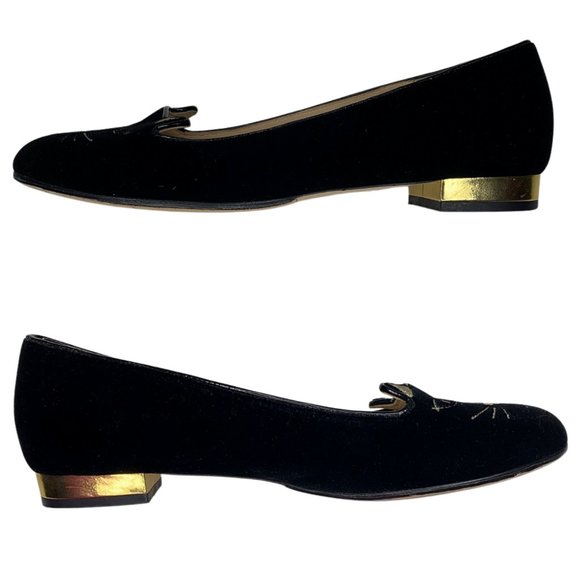 Charlotte Olympia Velvet Kitty Slip-On Ballet Flat - Picture 8 of 16